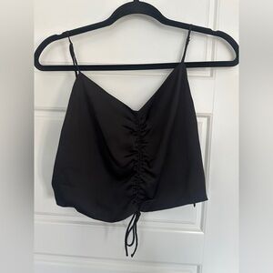 All Saints Black Ruched Camisole Top